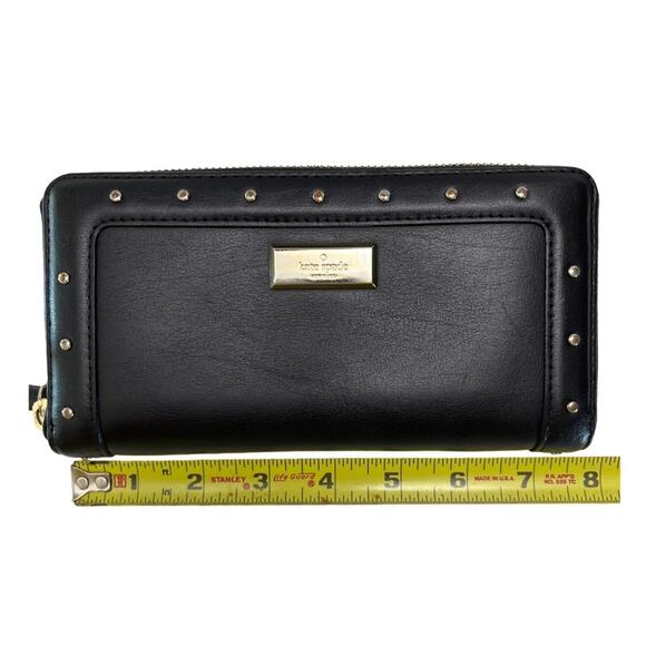 Kate Spade New York Helena Black Leather Studded Zip Around Continental Wallet - Picture 14 of 15